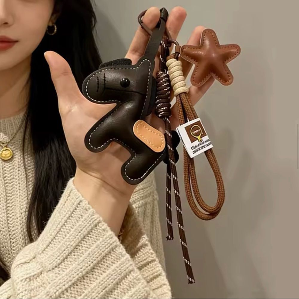 NWOT *Pegasus* Brown Puffer Star Pony Bag Purse Loop Charm